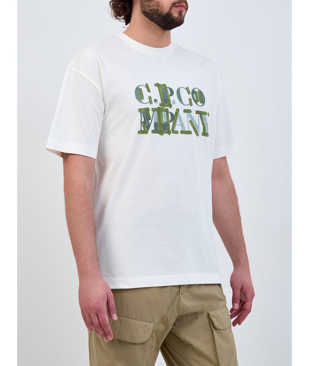 CP COMPANY Белая хлопковая футболка, фото 3