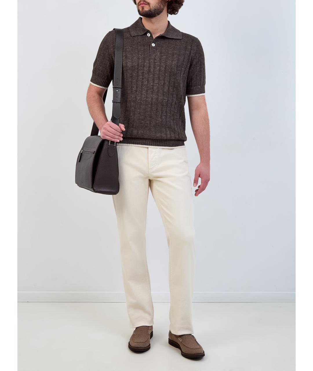 BRUNELLO CUCINELLI Коричневый льняной джемпер / свитер, фото 2