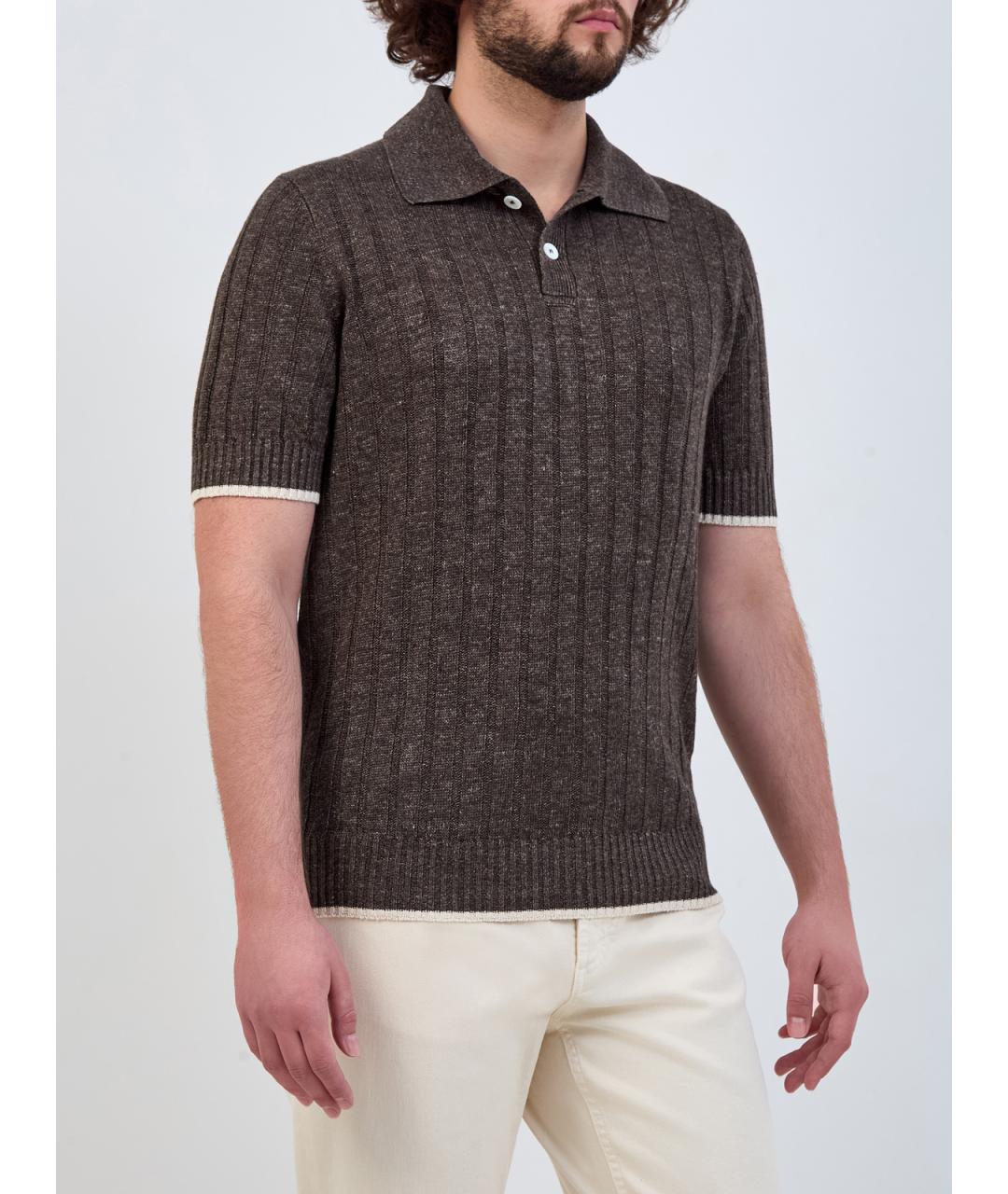 BRUNELLO CUCINELLI Коричневый льняной джемпер / свитер, фото 3