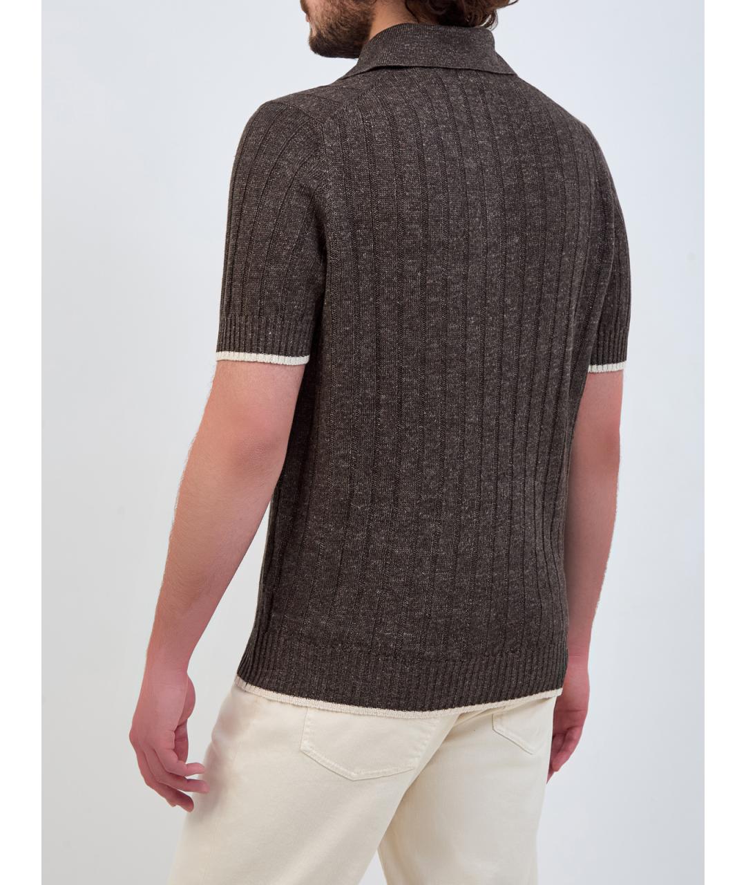 BRUNELLO CUCINELLI Коричневый льняной джемпер / свитер, фото 4