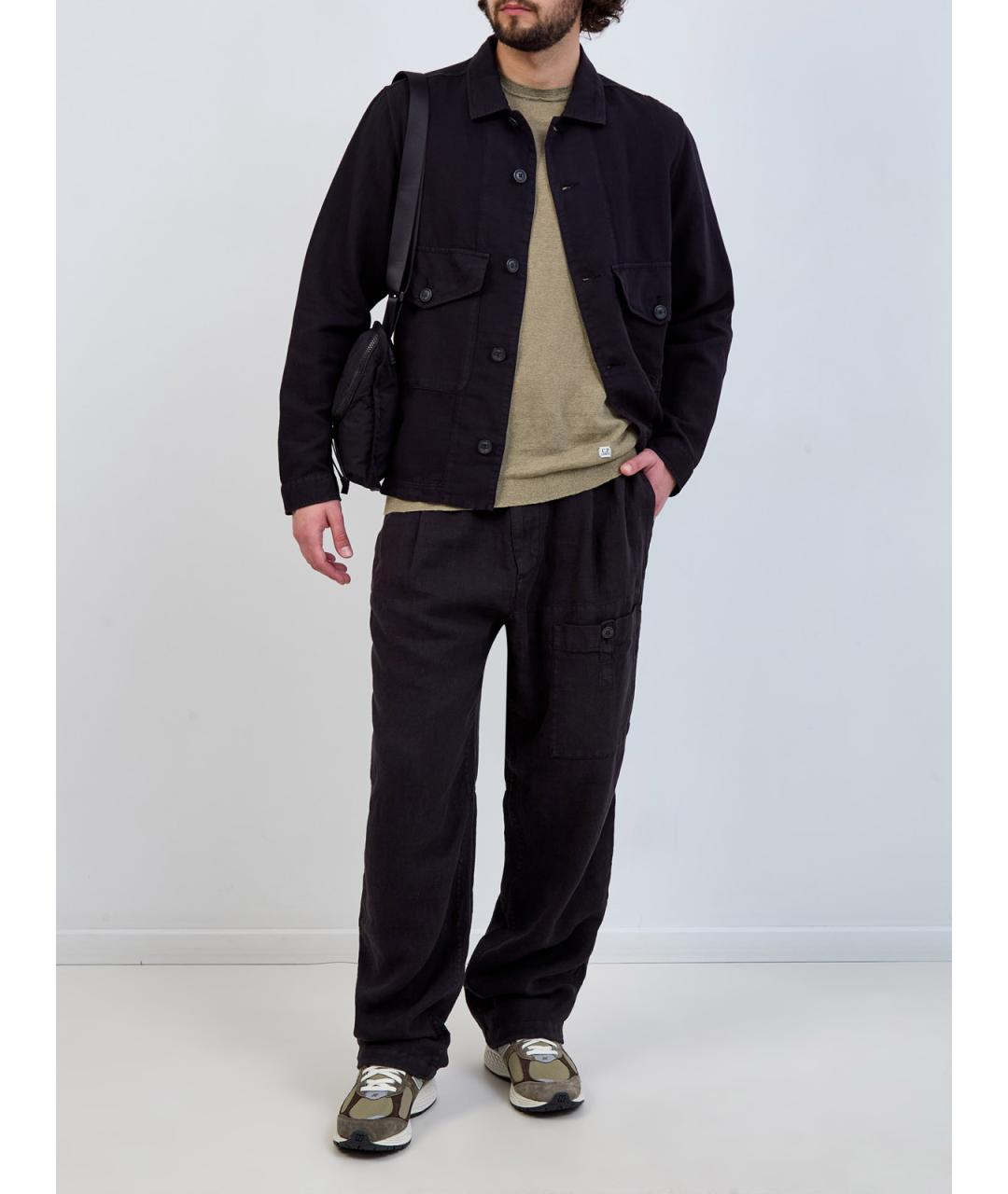CP COMPANY Черные льняные повседневные брюки, фото 2