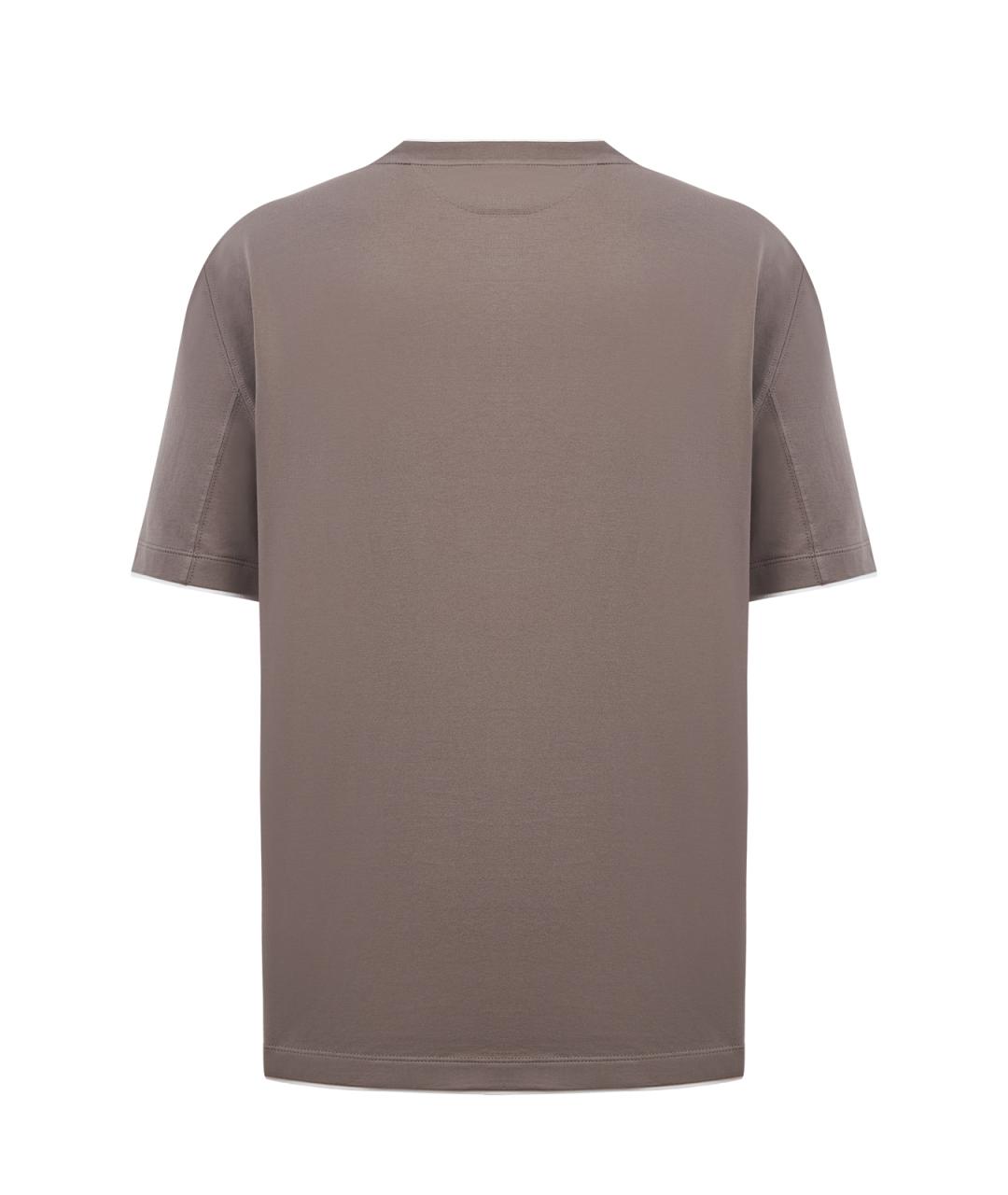 BRUNELLO CUCINELLI Бежевая хлопковая футболка, фото 2