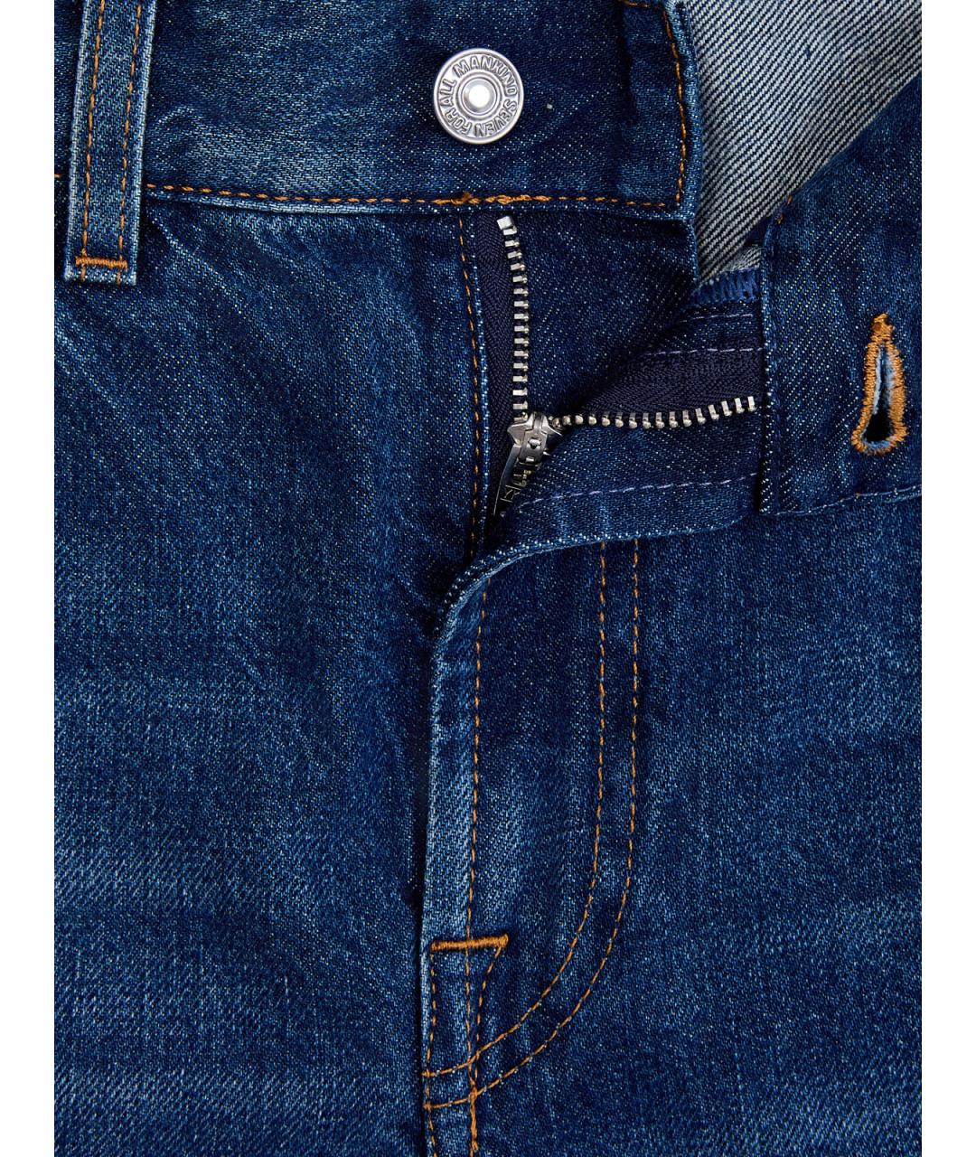 7 FOR ALL MANKIND Синие хлопковые прямые джинсы, фото 6