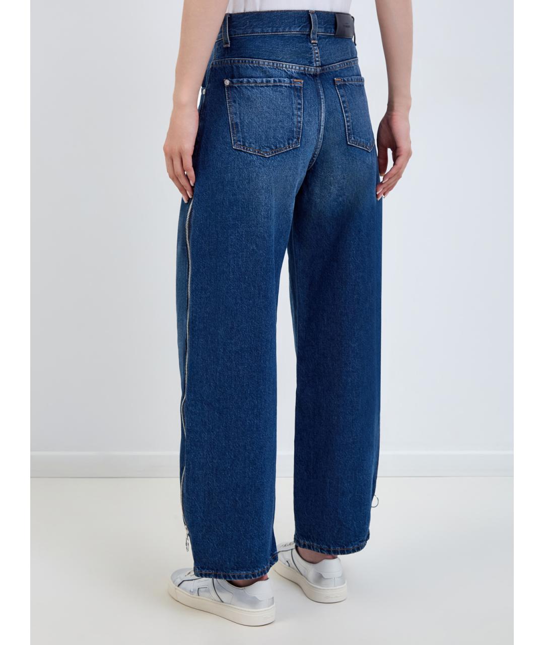 7 FOR ALL MANKIND Синие хлопковые прямые джинсы, фото 4