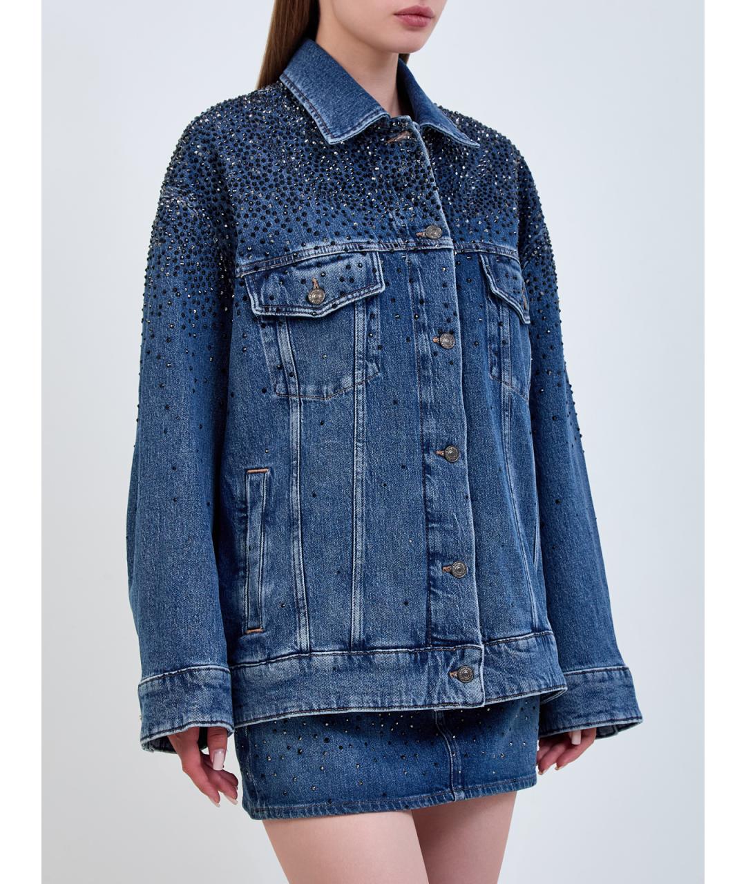 7 FOR ALL MANKIND Синяя хлопковая куртка, фото 3