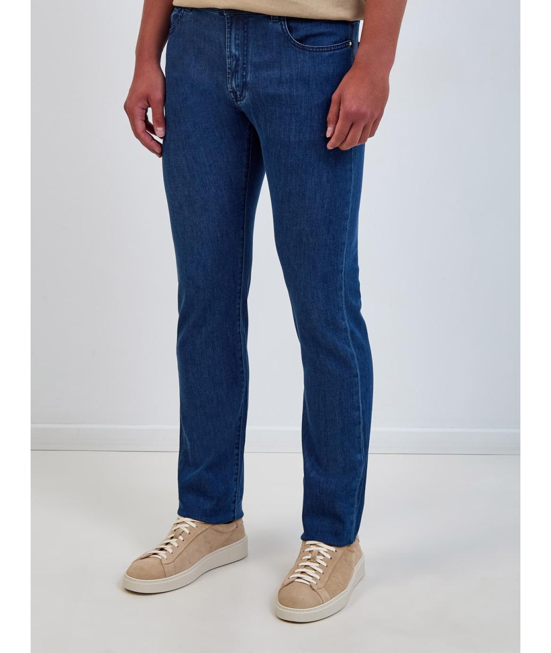 CANALI Синие прямые джинсы, фото 3