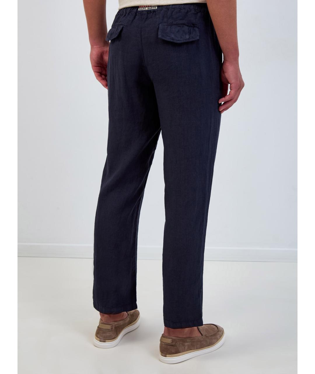 MC2 SAINT BARTH Синие льняные повседневные брюки, фото 4