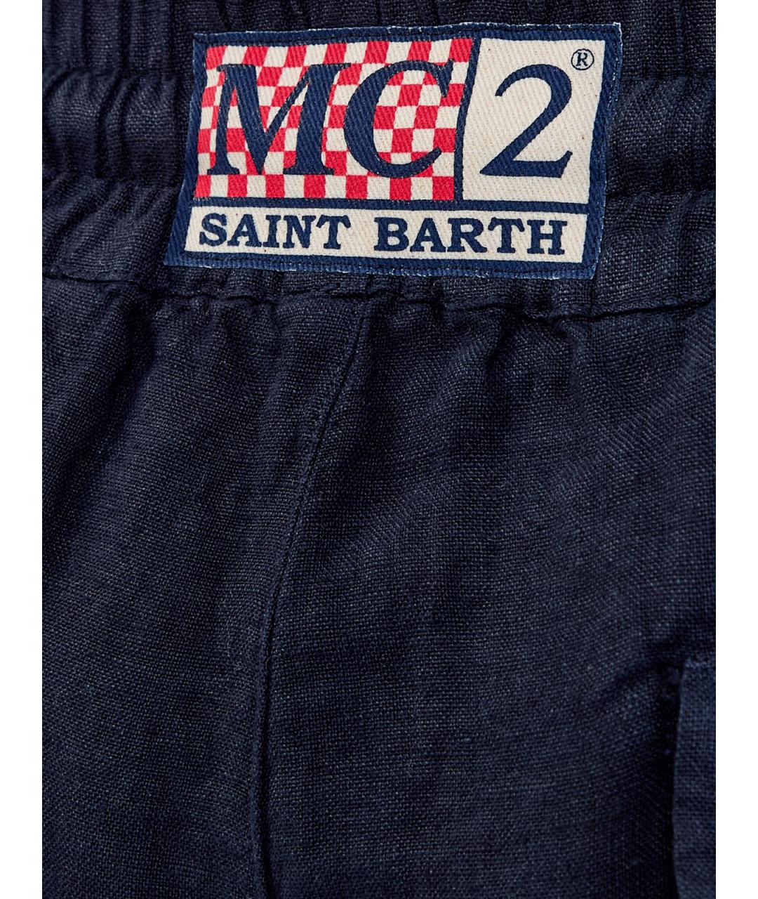MC2 SAINT BARTH Синие льняные повседневные брюки, фото 5