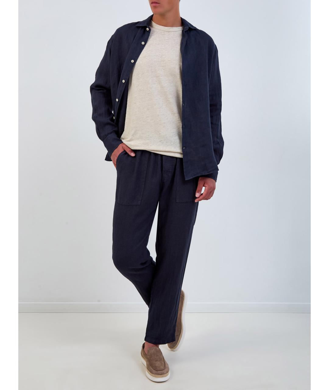 MC2 SAINT BARTH Синие льняные повседневные брюки, фото 2