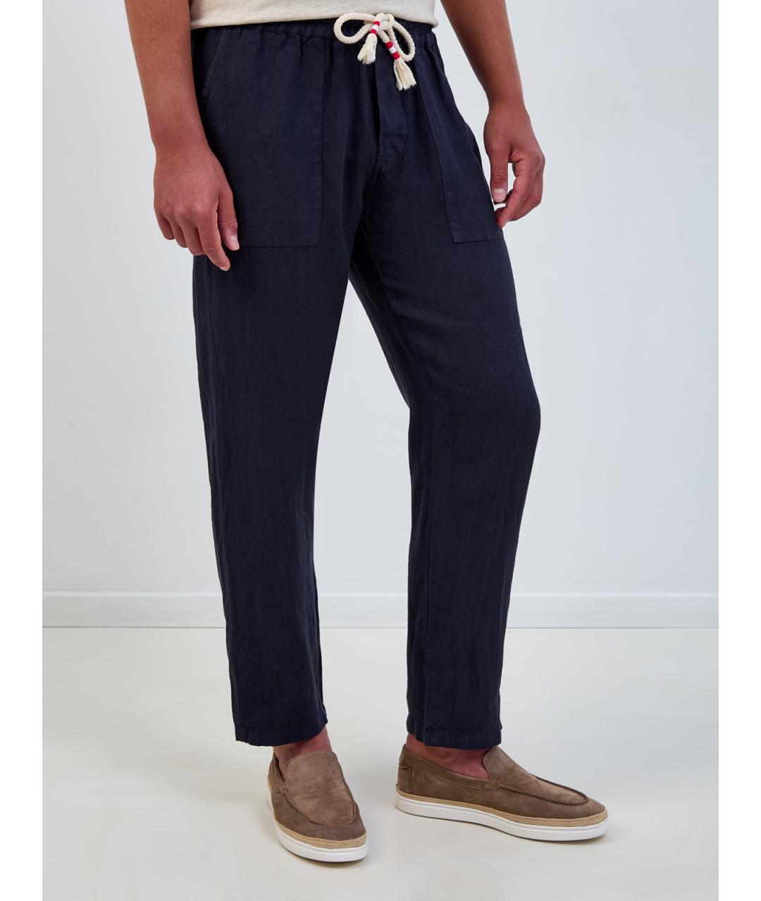 MC2 SAINT BARTH Синие льняные повседневные брюки, фото 3