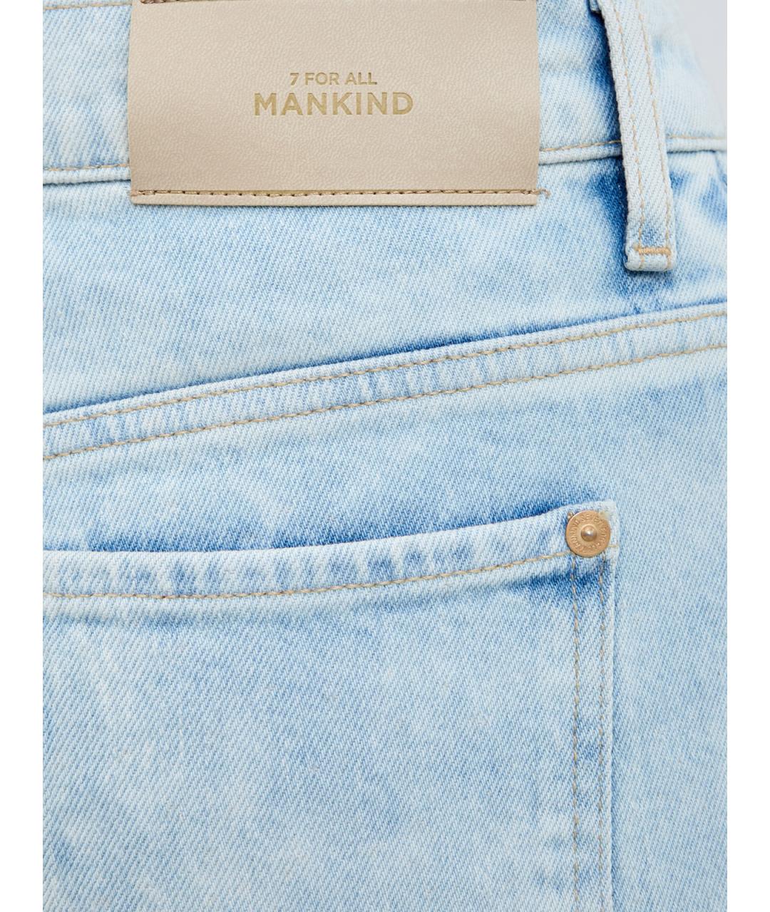 7 FOR ALL MANKIND Голубые хлопковые прямые джинсы, фото 5
