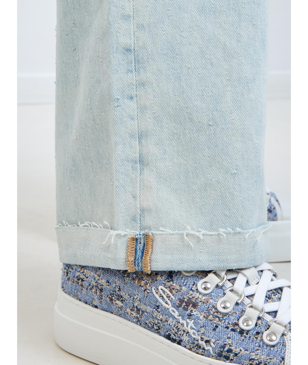 7 FOR ALL MANKIND Голубые хлопковые прямые джинсы, фото 6