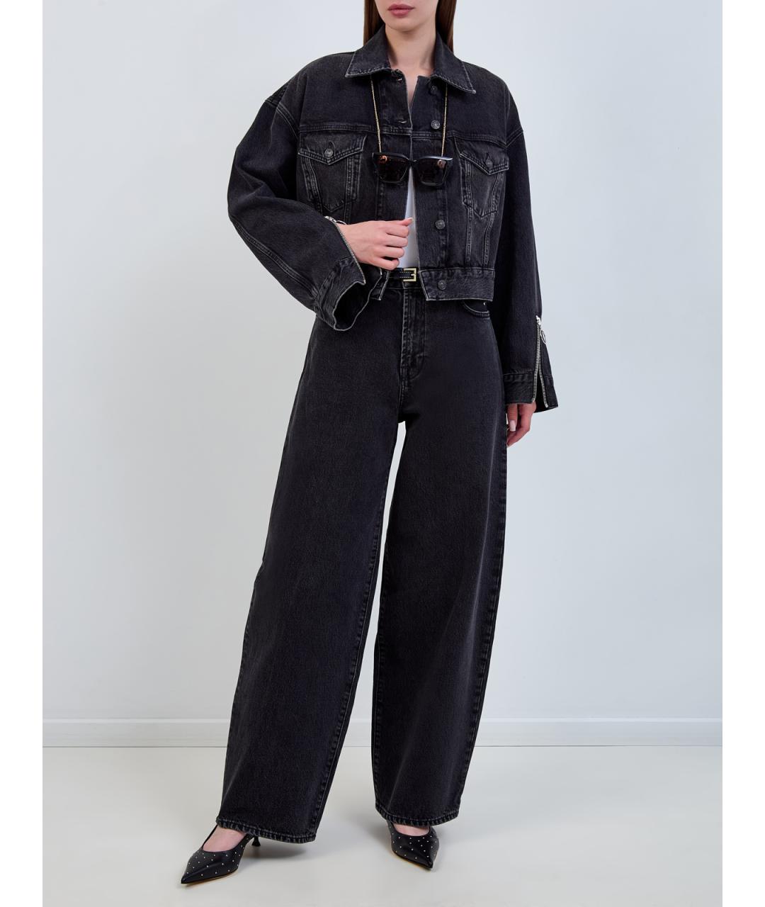 7 FOR ALL MANKIND Черные хлопковые прямые джинсы, фото 2