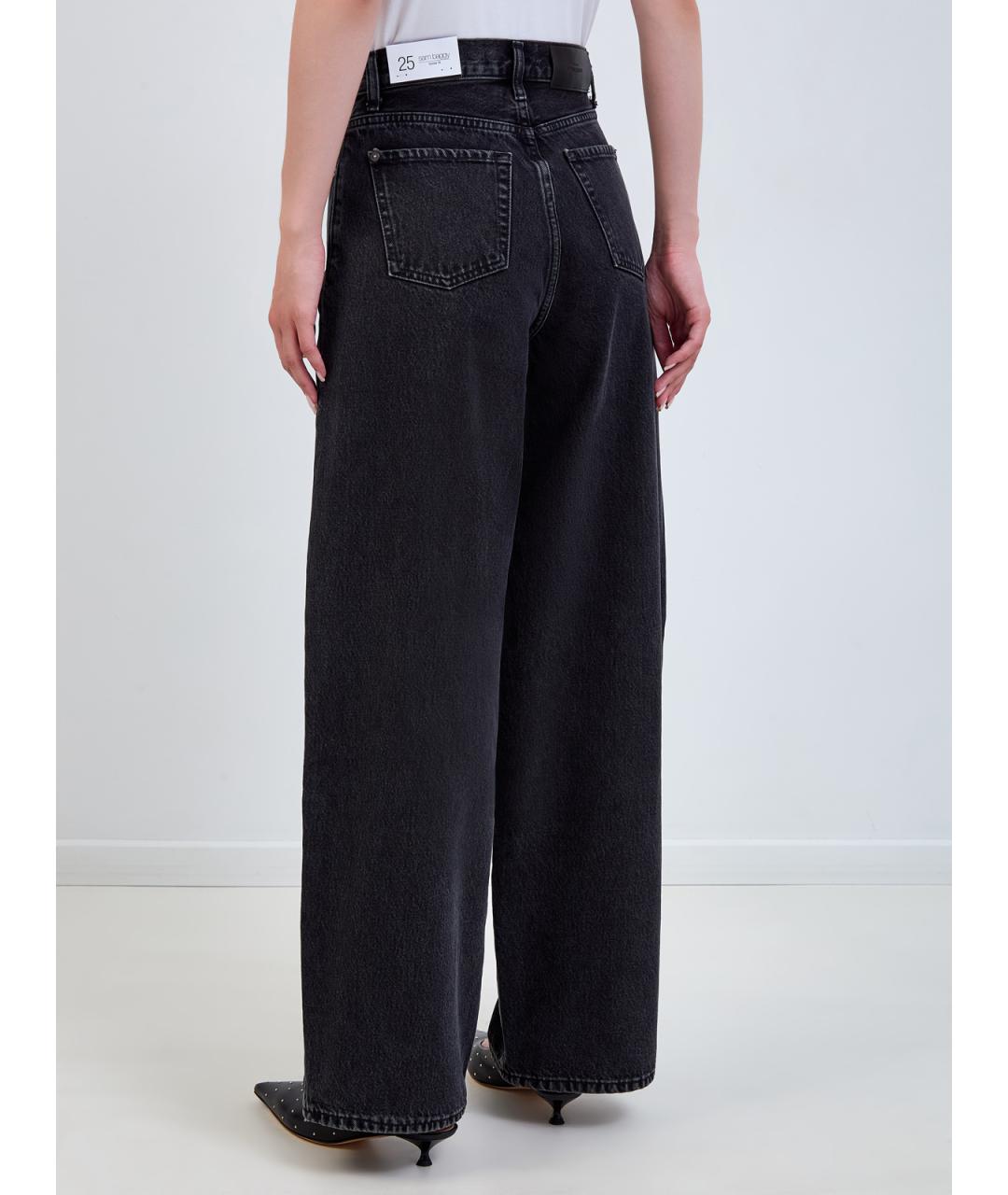 7 FOR ALL MANKIND Черные хлопковые прямые джинсы, фото 4