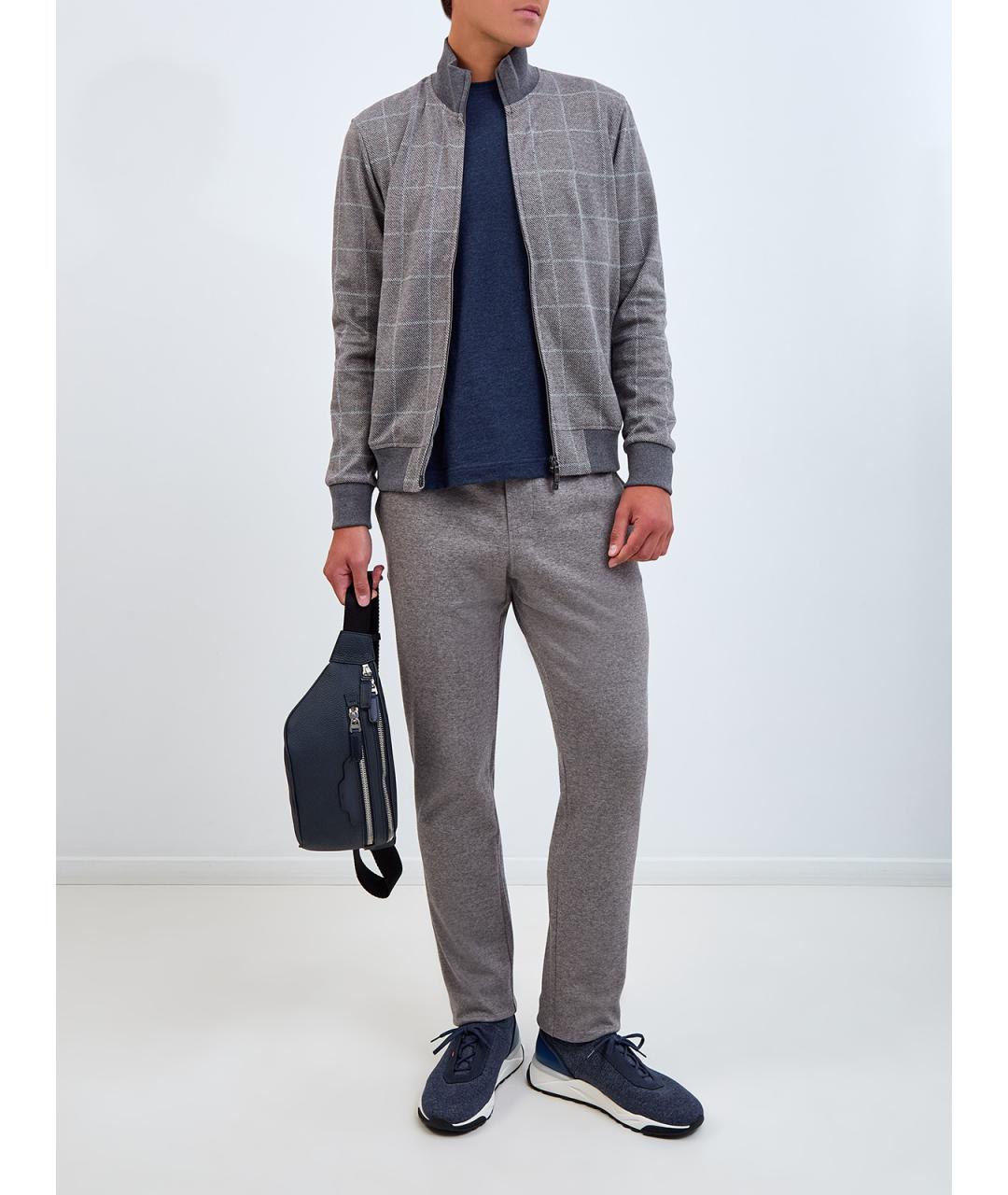 CAPOBIANCO Серые хлопковые повседневные брюки, фото 2