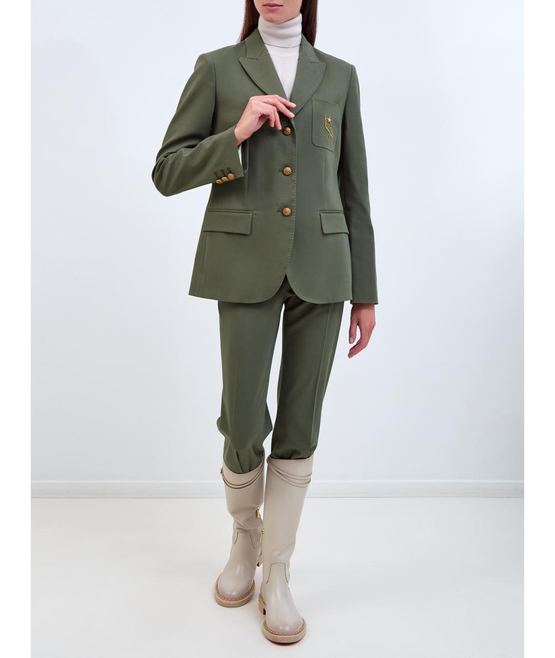 LORENA ANTONIAZZI Зеленые хлопковые прямые брюки, фото 2