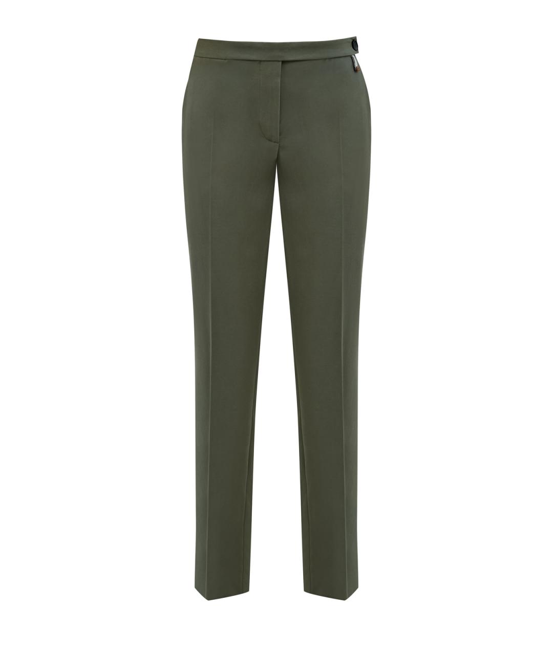 LORENA ANTONIAZZI Зеленые хлопковые прямые брюки, фото 1