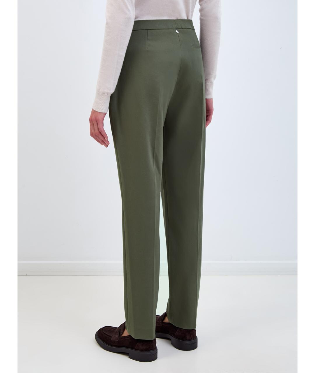 LORENA ANTONIAZZI Зеленые хлопковые прямые брюки, фото 4