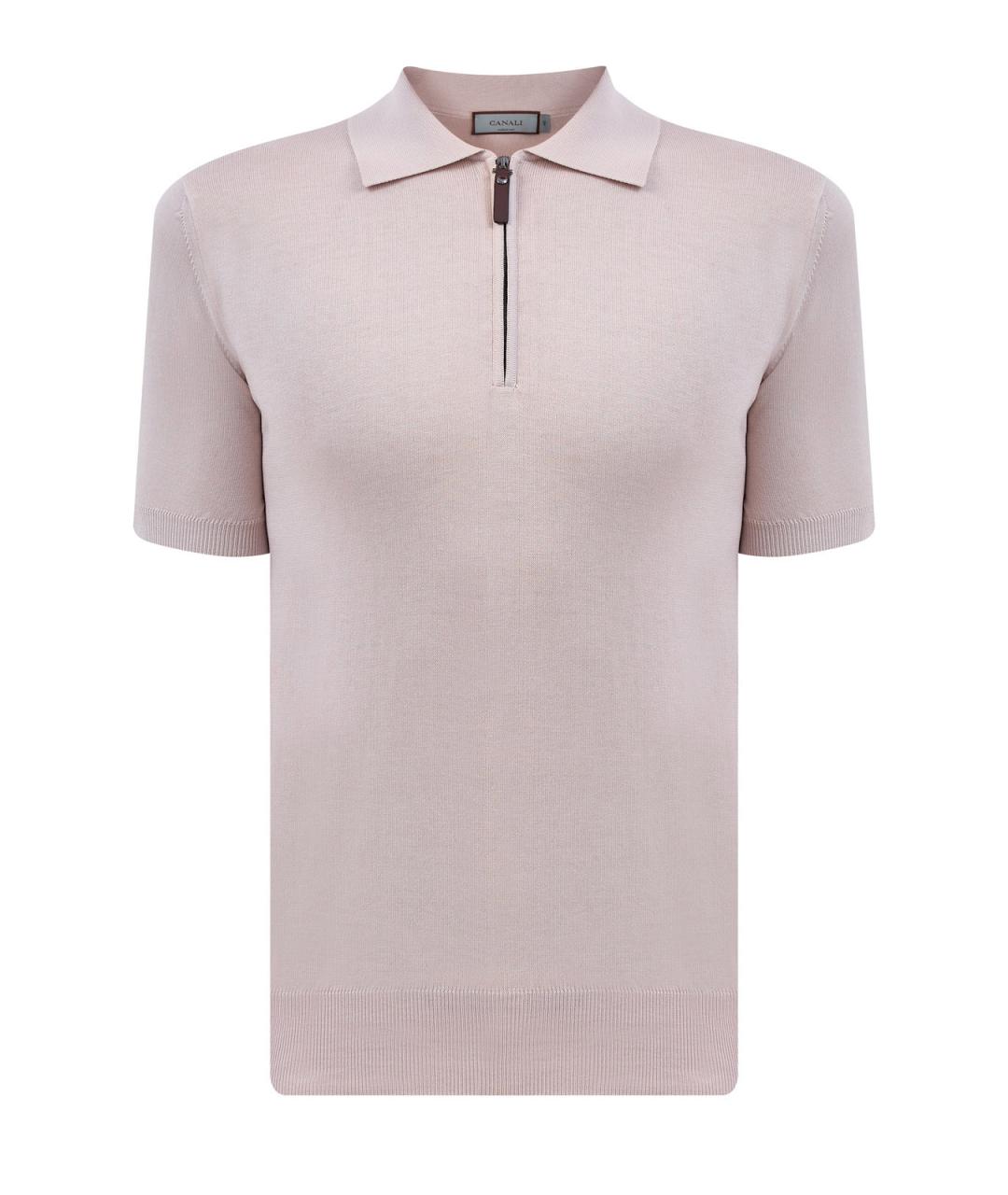 CANALI Бежевое хлопковое поло с коротким рукавом, фото 1