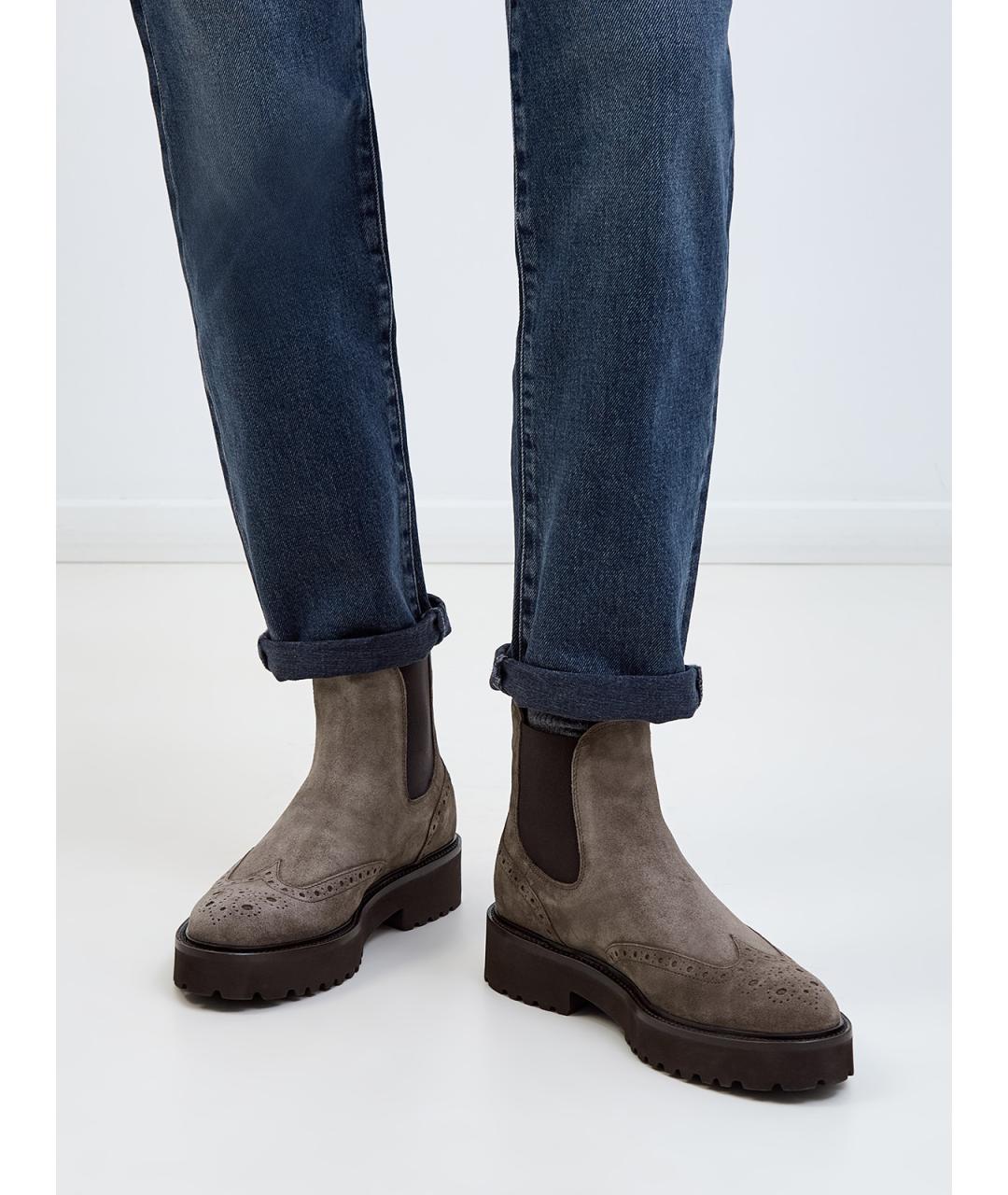 DOUCAL'S Серые замшевые полусапоги, фото 2