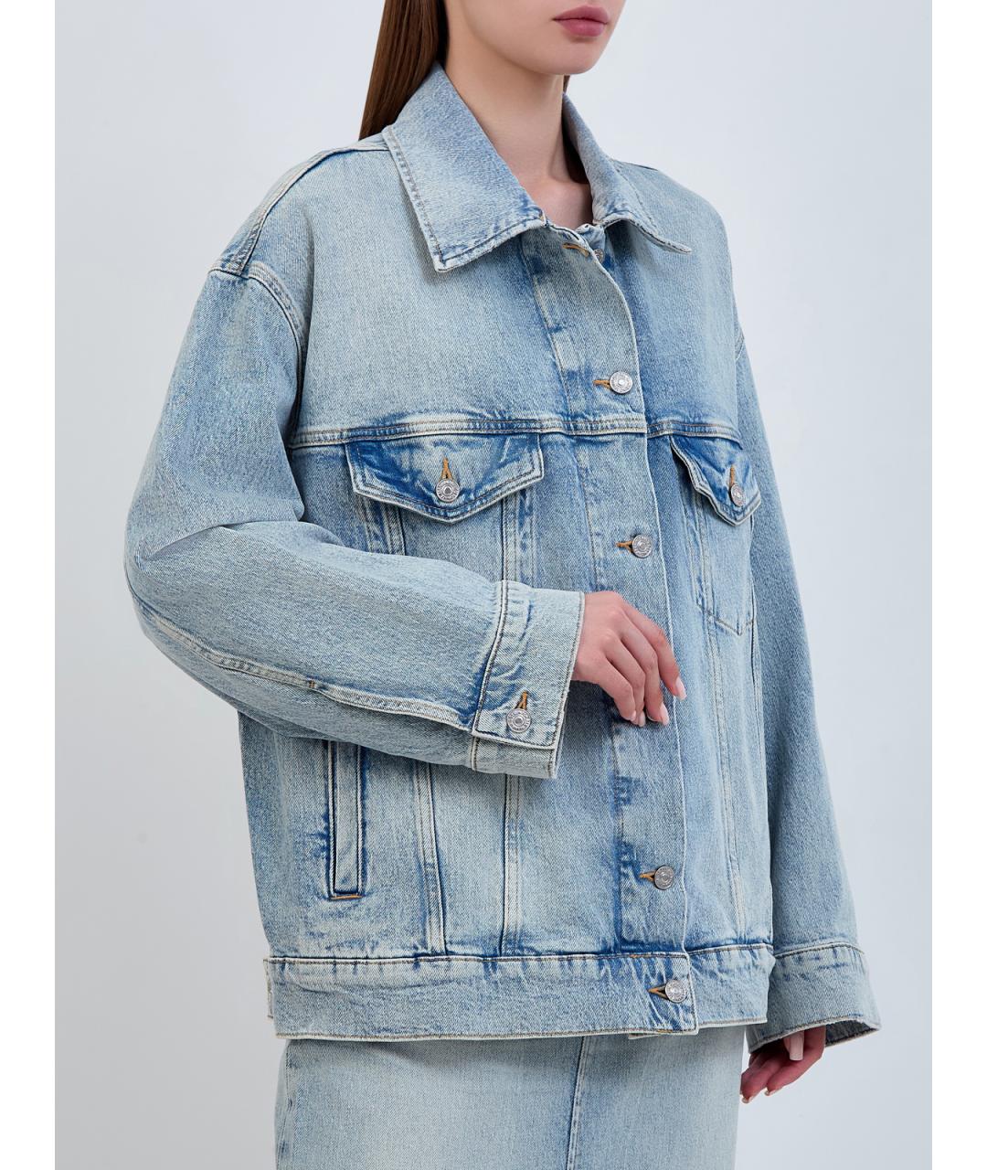 7 FOR ALL MANKIND Голубая хлопковая куртка, фото 3