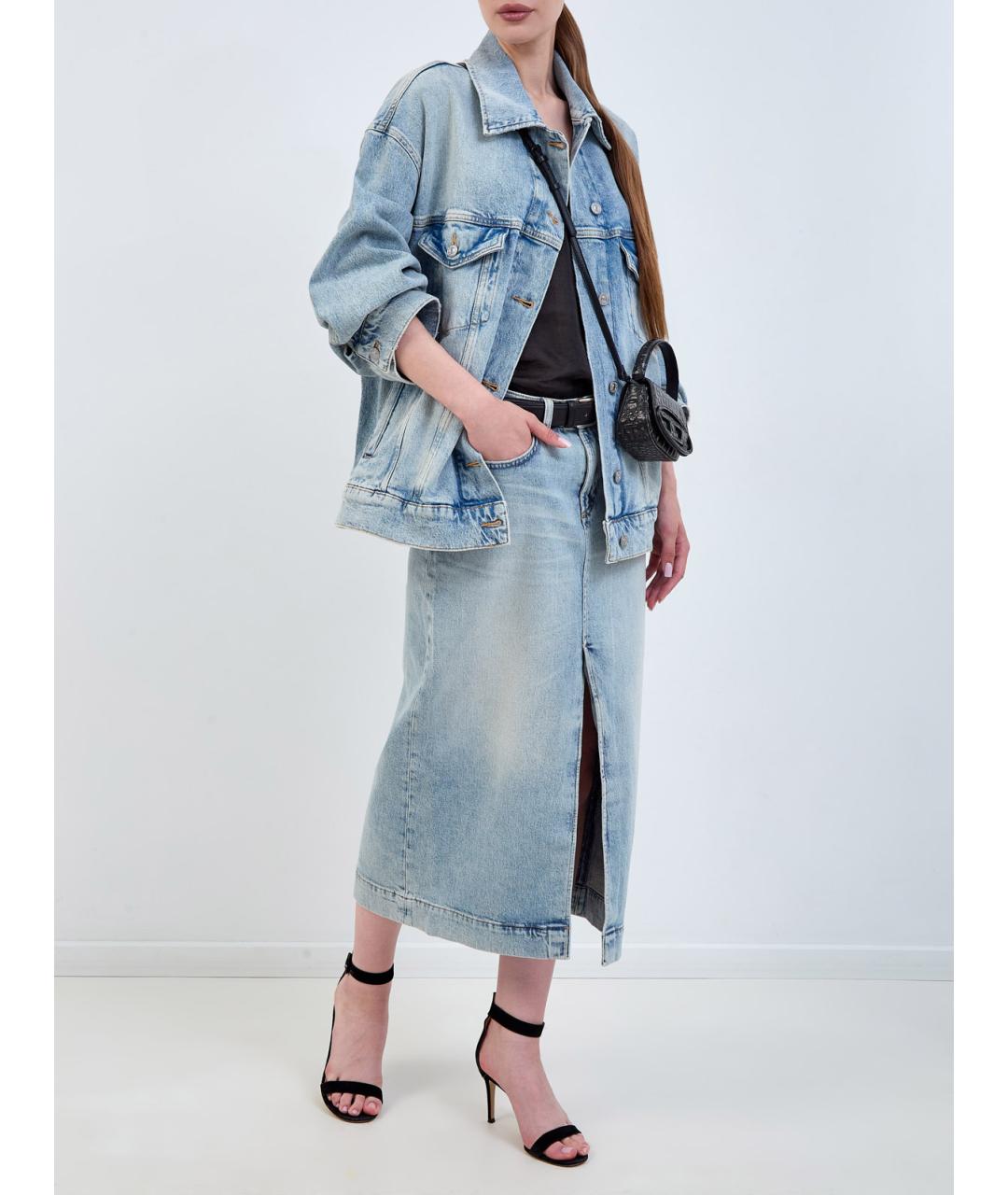 7 FOR ALL MANKIND Голубая хлопковая куртка, фото 2