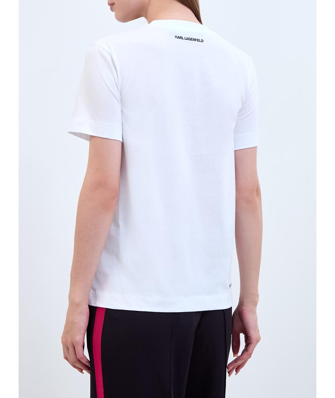 KARL LAGERFELD Белая хлопковая футболка, фото 4