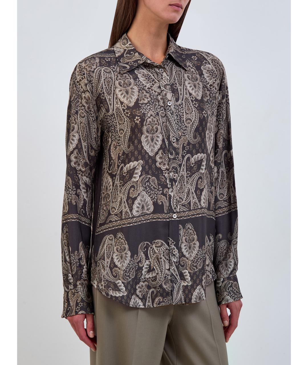 LORENA ANTONIAZZI Коричневая вискозная рубашка, фото 3