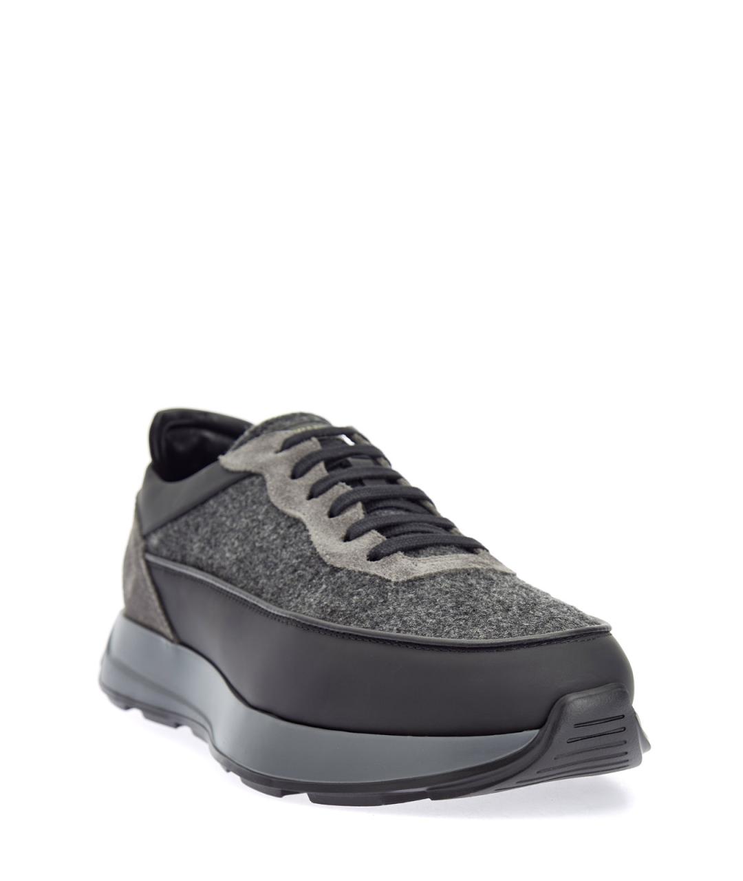 BARRETT Серые кожаные низкие кроссовки / кеды, фото 3