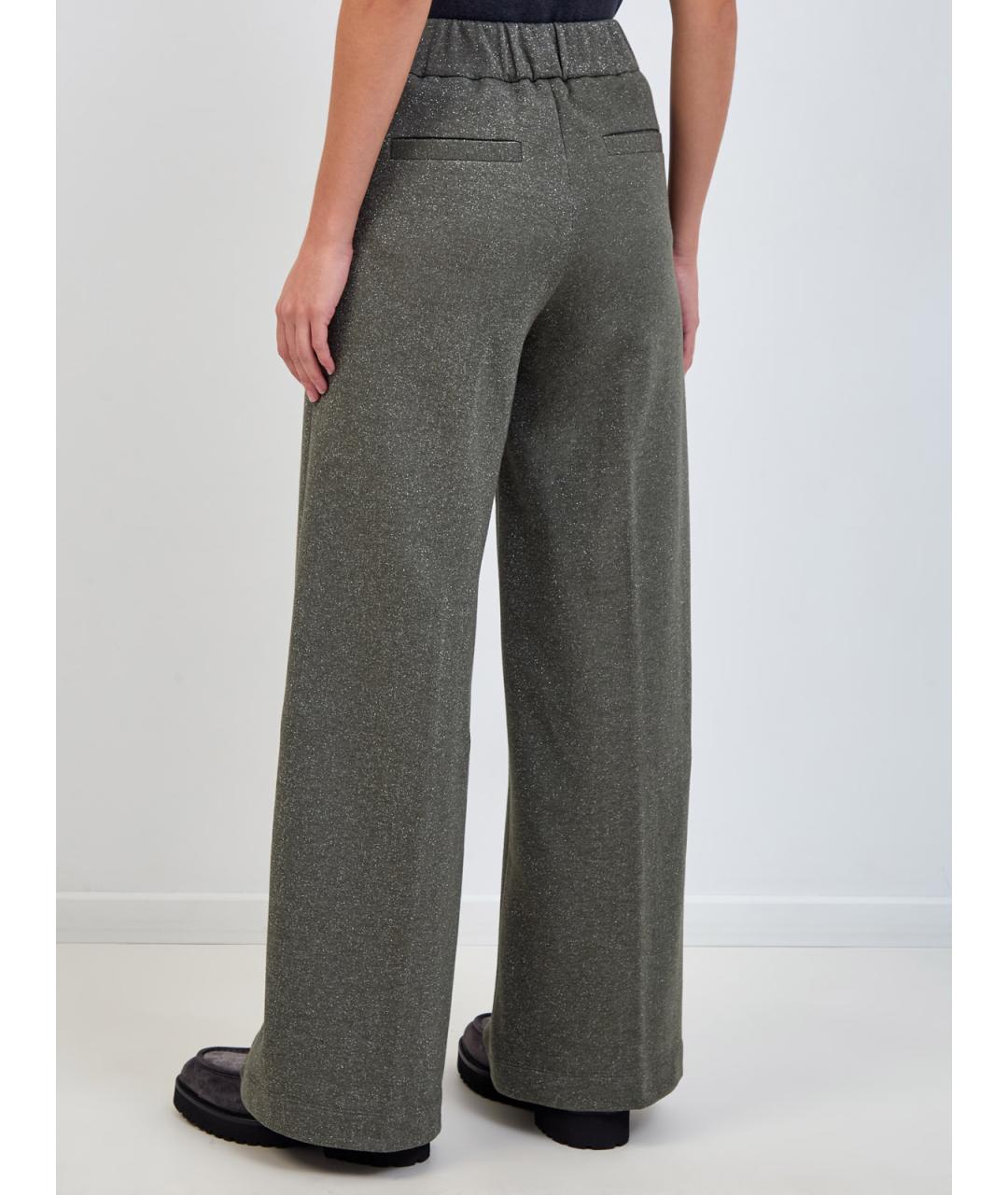 PESERICO Зеленые хлопковые прямые брюки, фото 4