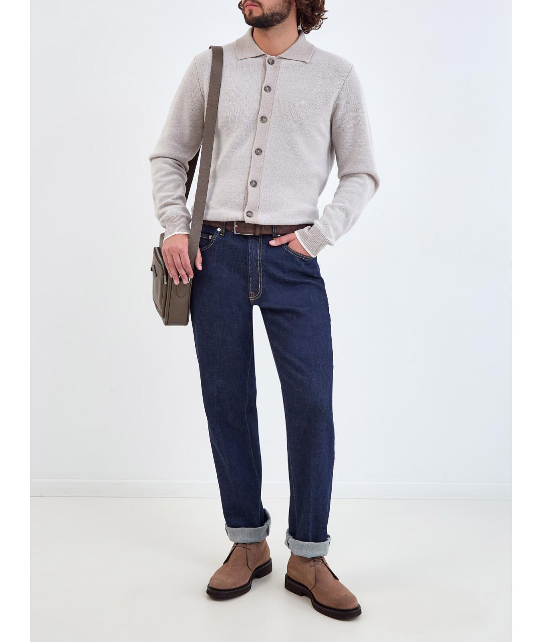 PESERICO Синие хлопковые прямые джинсы, фото 2