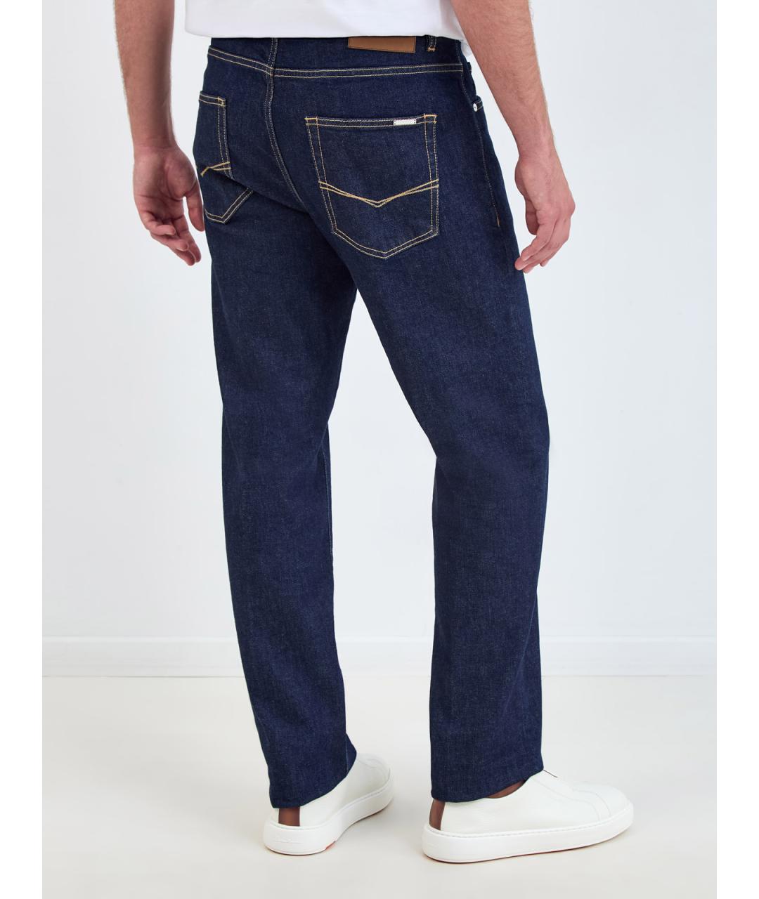 PESERICO Синие хлопковые прямые джинсы, фото 4