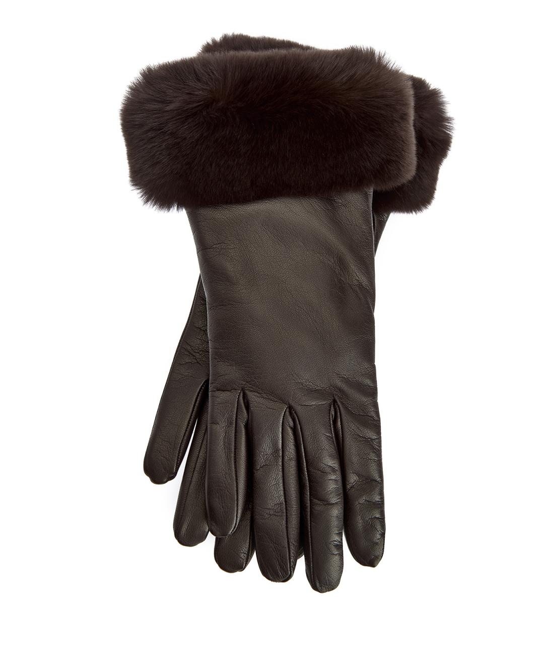 ELEVENTY Коричневые кожаные перчатки, фото 1
