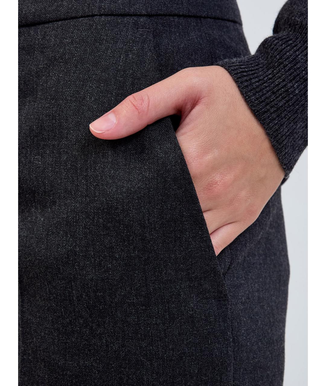 PESERICO Антрацитовые шерстяные прямые брюки, фото 5