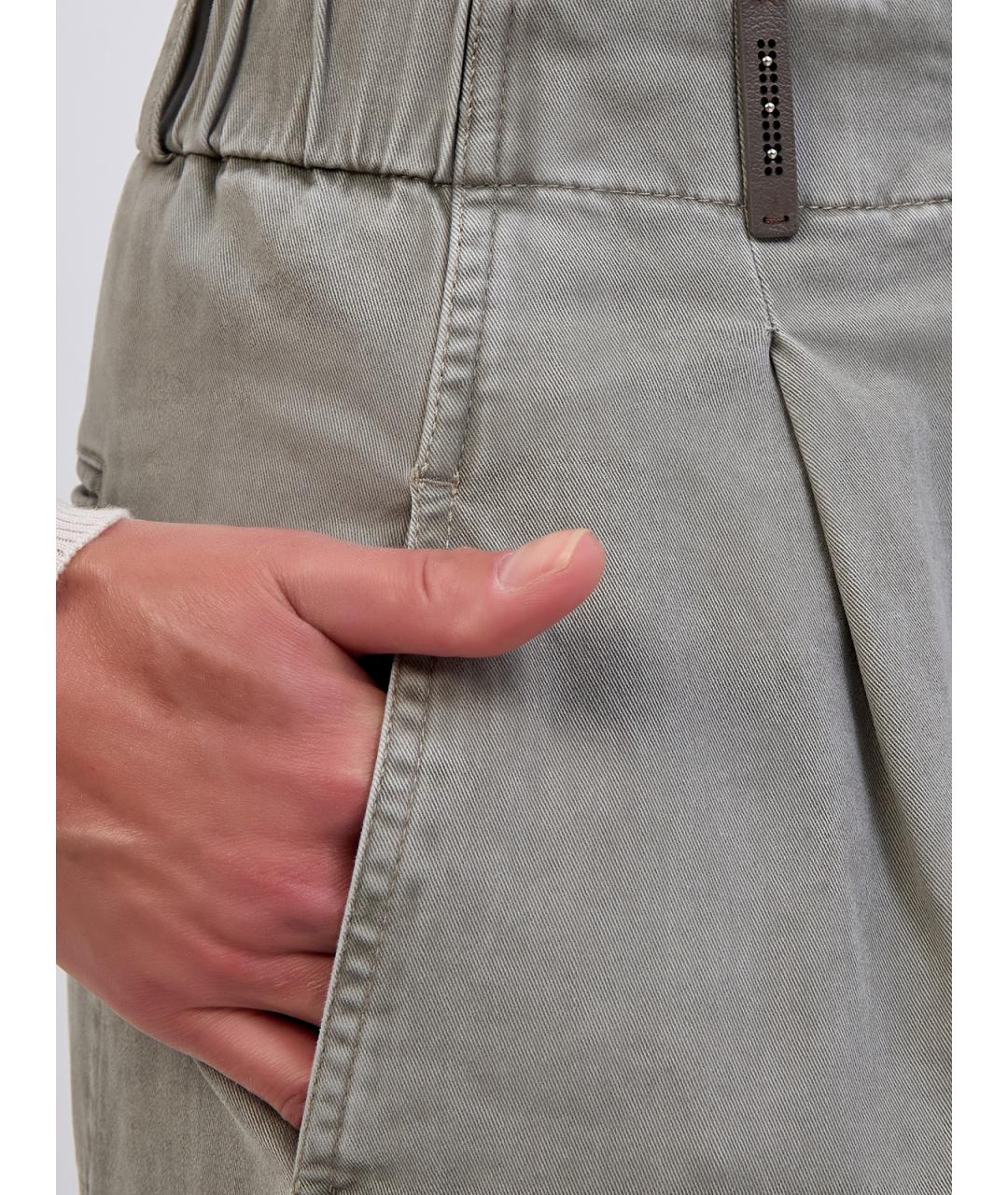 PESERICO Зеленые хлопковые прямые брюки, фото 5