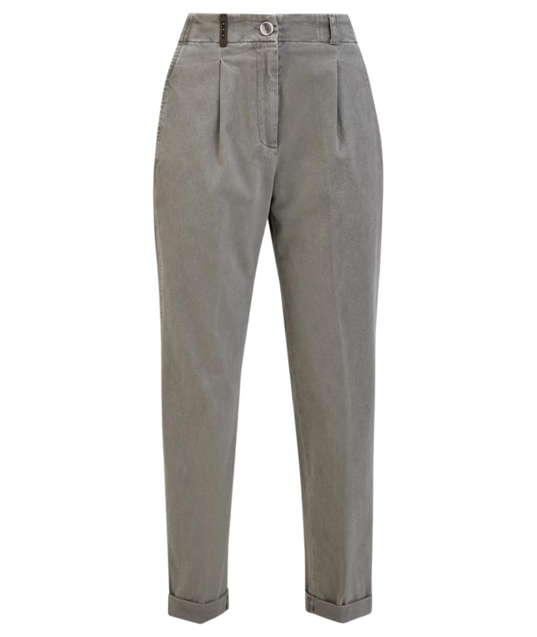 PESERICO Зеленые хлопковые прямые брюки, фото 1