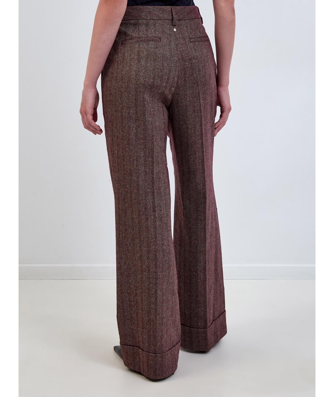 LORENA ANTONIAZZI Бордовые шерстяные брюки широкие, фото 4