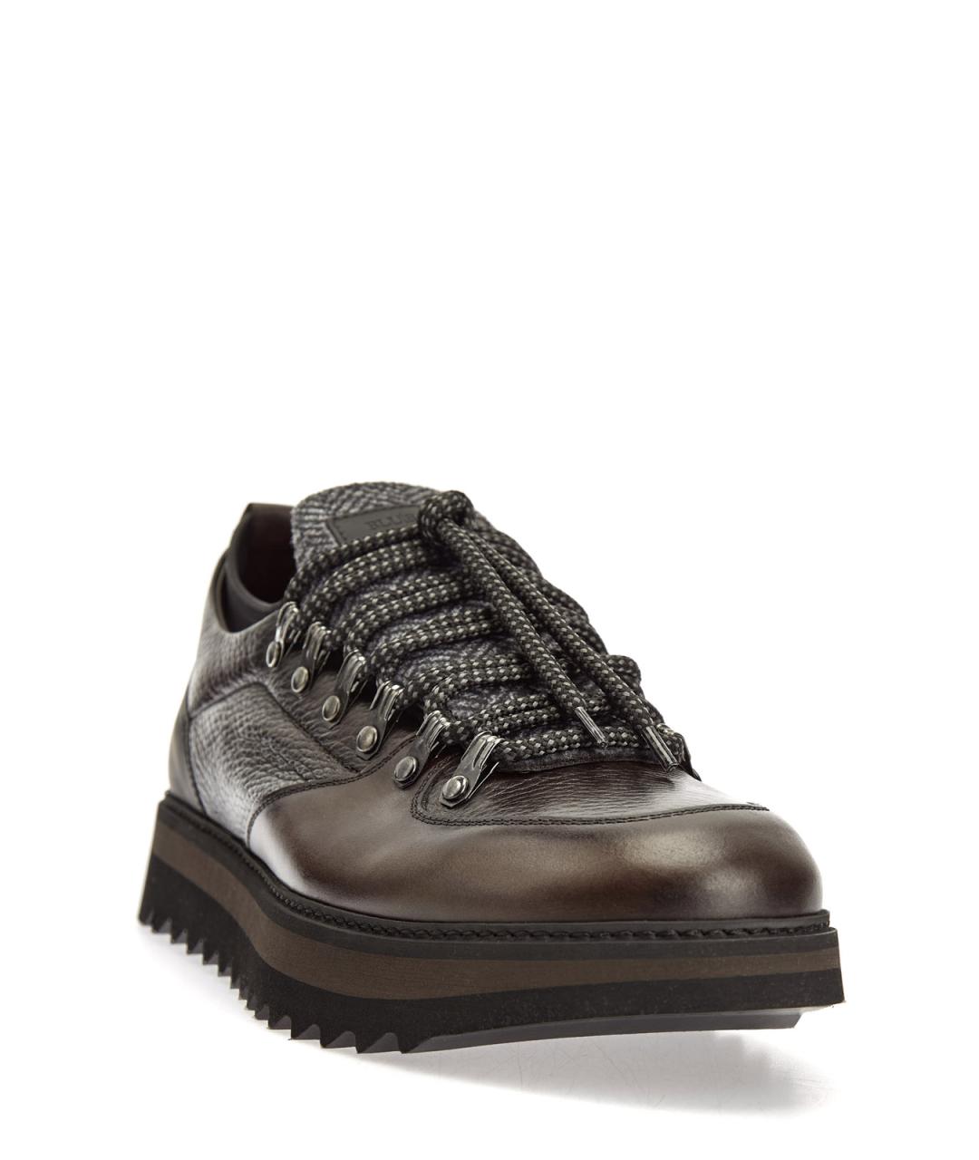 BARRETT Коричневые кожаные низкие кроссовки / кеды, фото 3