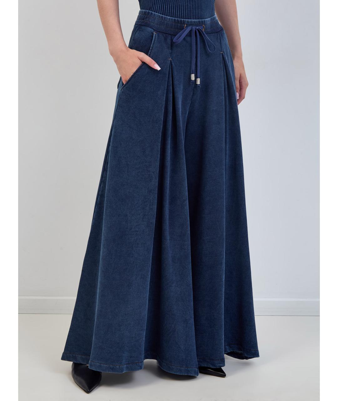 GIUSEPPE DI MORABITO Синие хлопковые брюки широкие, фото 3