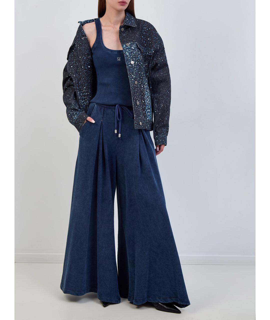 GIUSEPPE DI MORABITO Синие хлопковые брюки широкие, фото 2