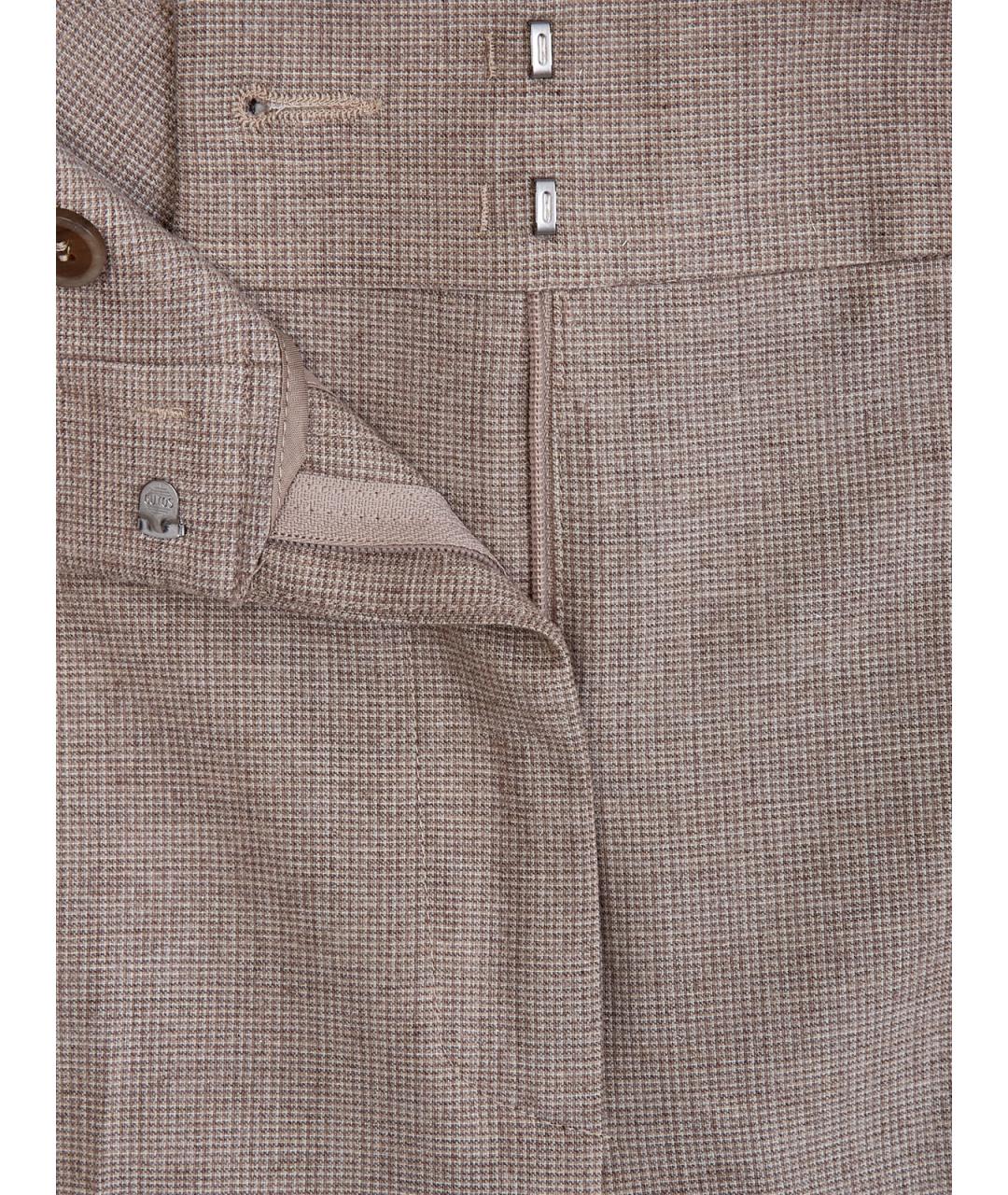 PESERICO Бежевые шерстяные прямые брюки, фото 4