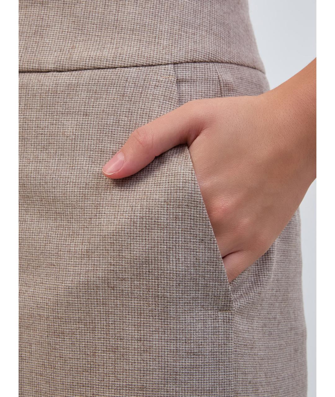 PESERICO Бежевые шерстяные прямые брюки, фото 3