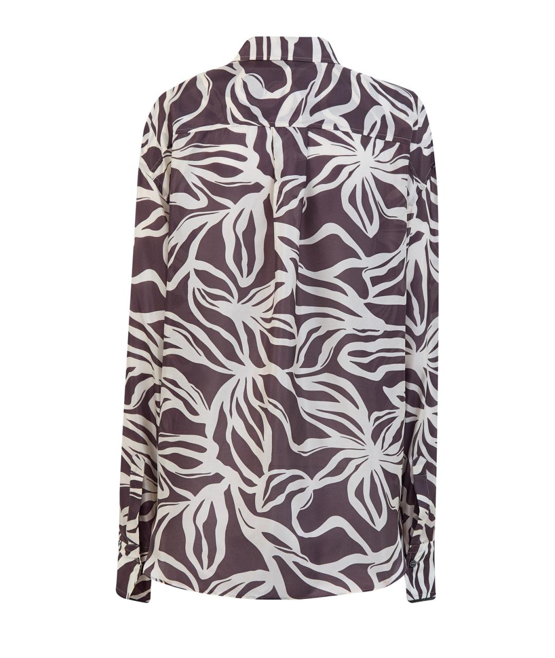 BRUNELLO CUCINELLI Коричневая шелковая блузы, фото 2