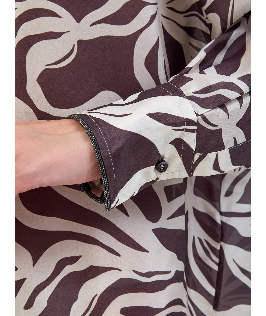 BRUNELLO CUCINELLI Коричневая шелковая блузы, фото 3