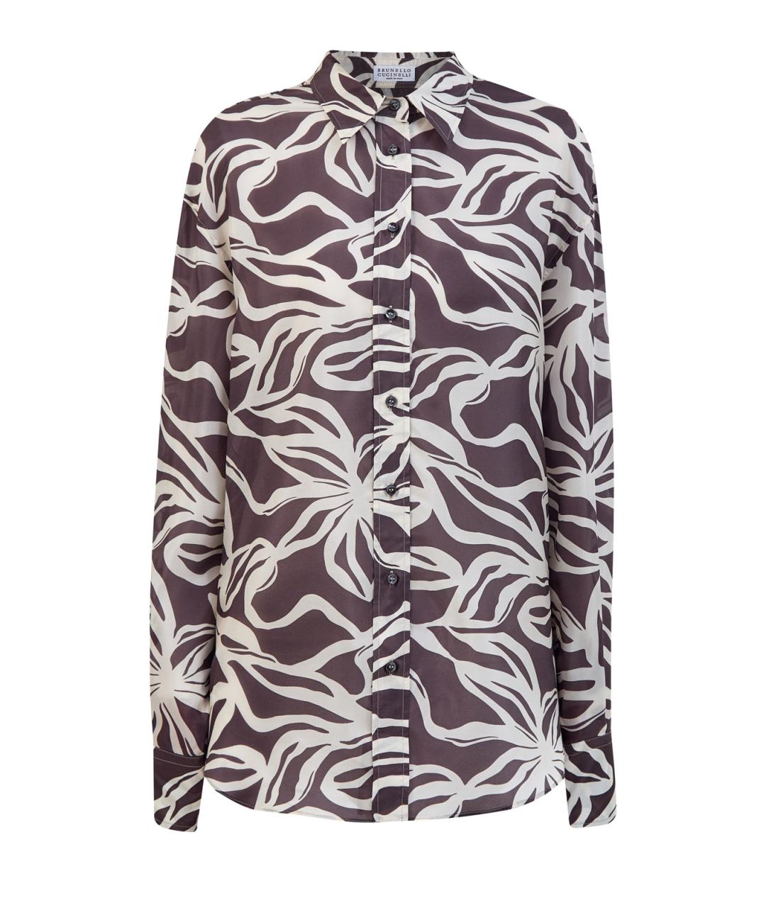 BRUNELLO CUCINELLI Коричневая шелковая блузы, фото 1