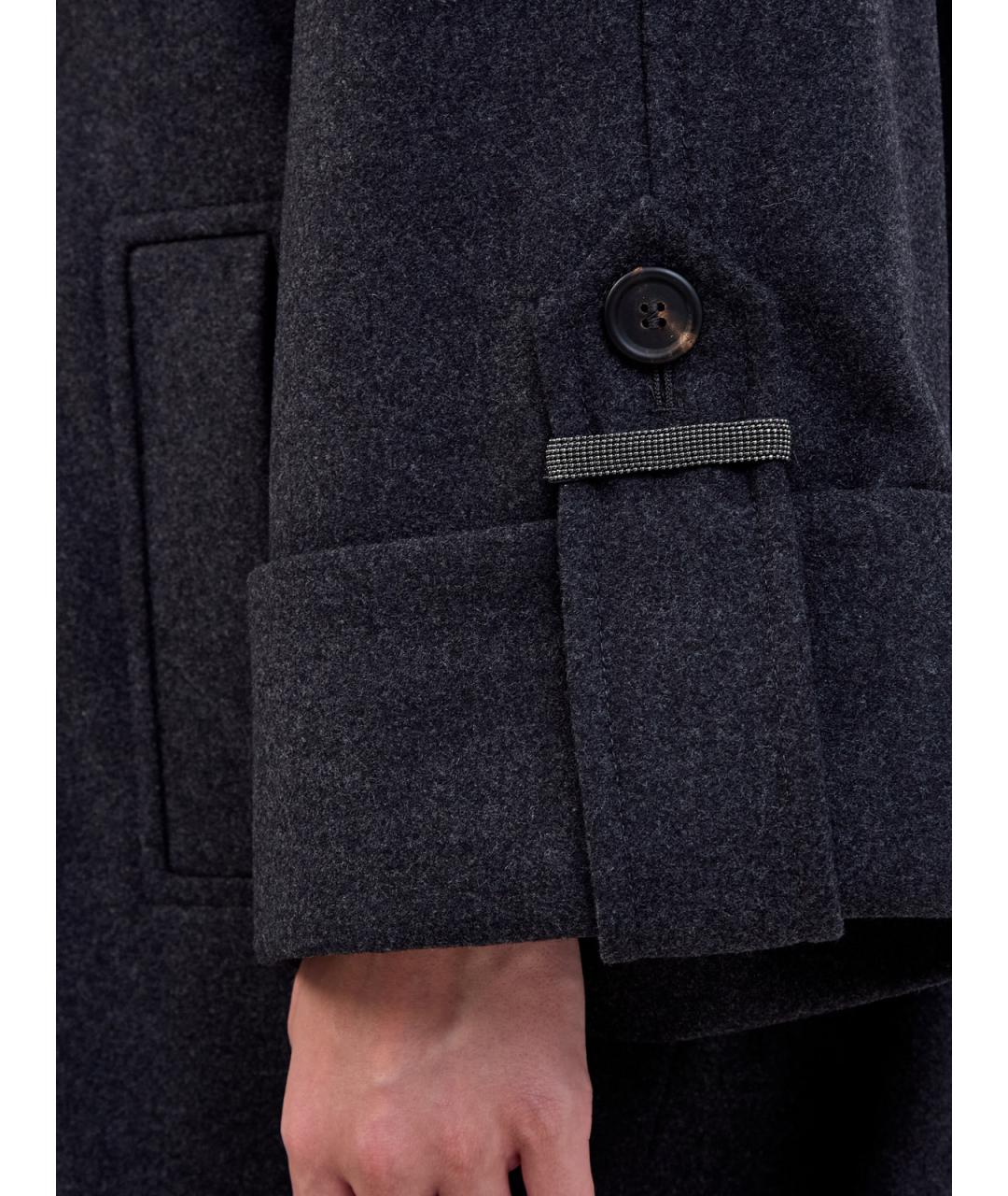 BRUNELLO CUCINELLI Антрацитовое шерстяное пальто, фото 5
