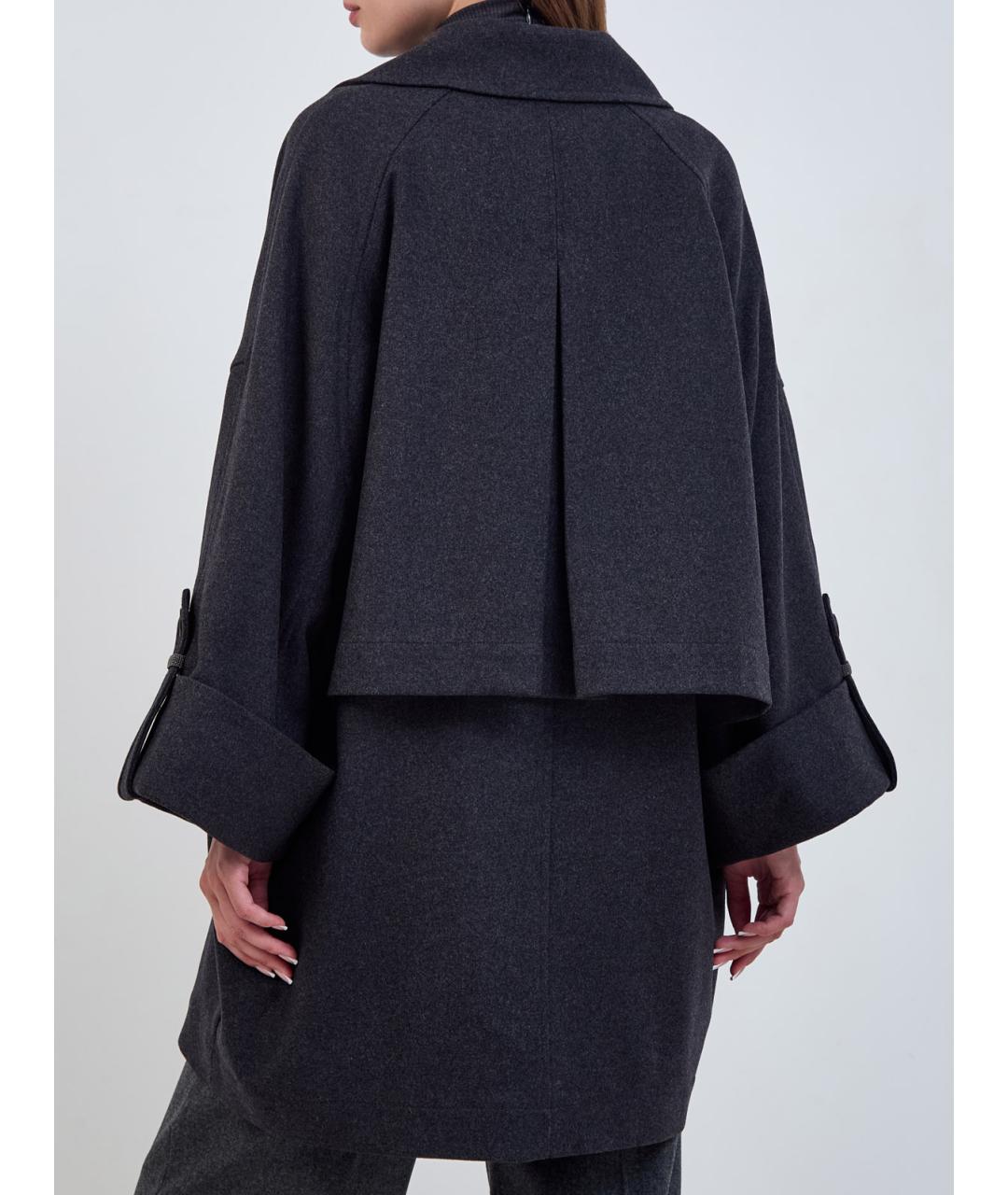 BRUNELLO CUCINELLI Антрацитовое шерстяное пальто, фото 4