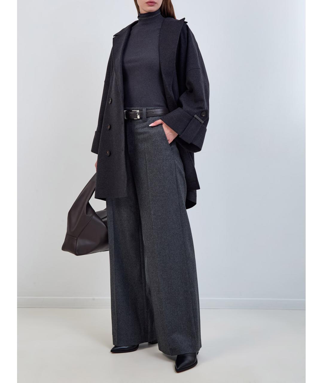 BRUNELLO CUCINELLI Антрацитовое шерстяное пальто, фото 2