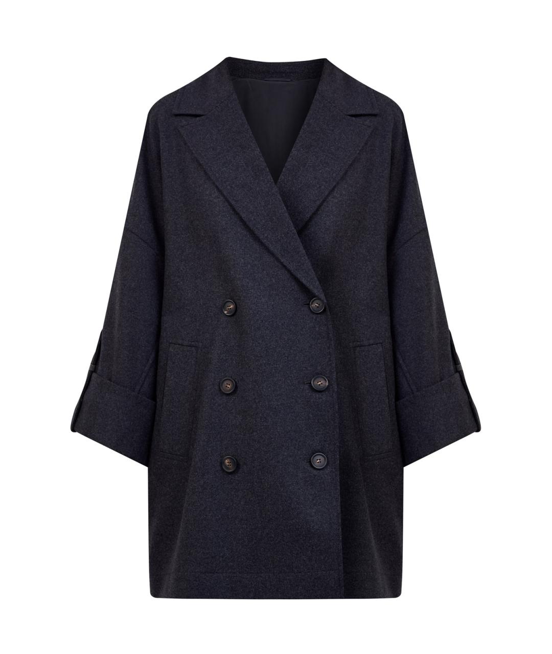 BRUNELLO CUCINELLI Антрацитовое шерстяное пальто, фото 1