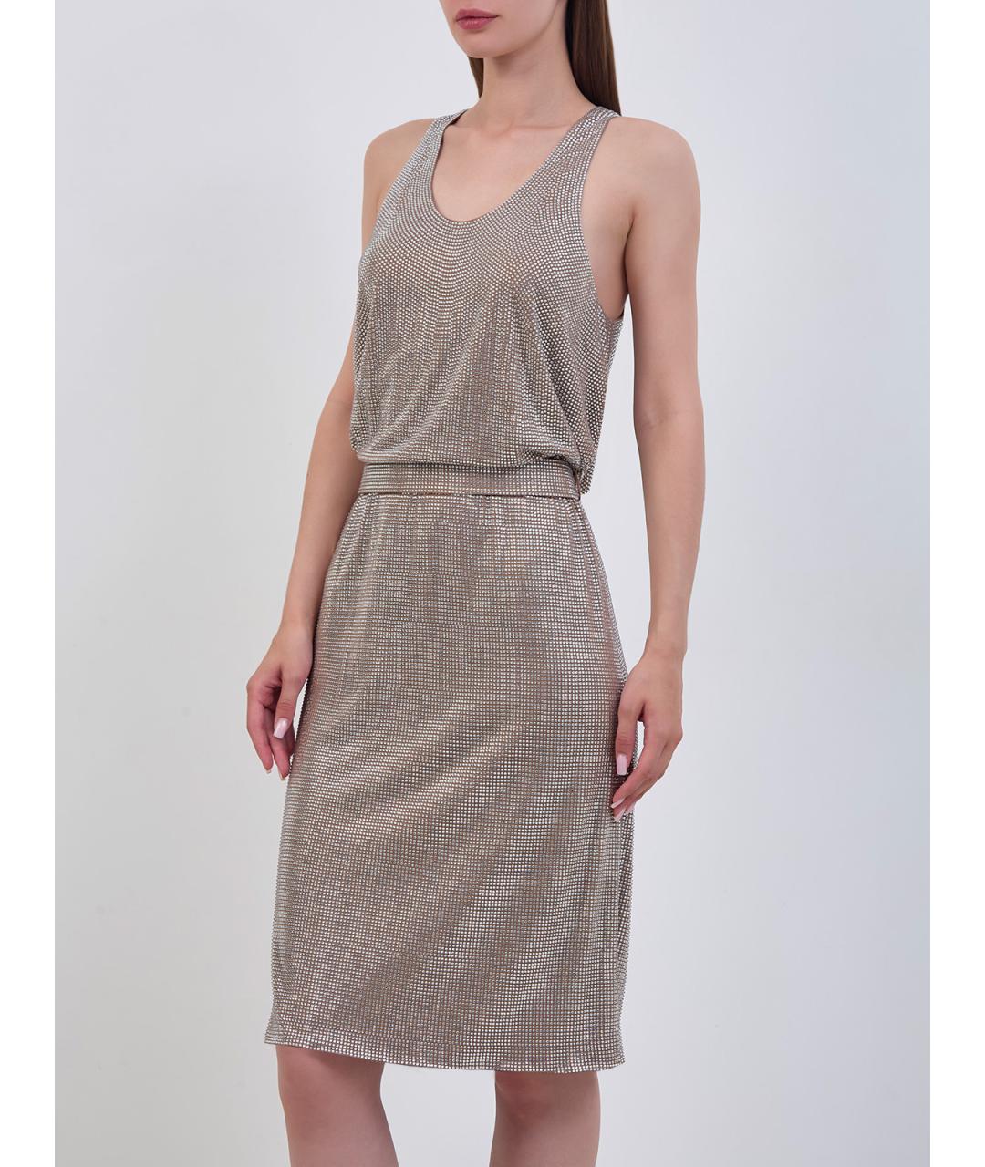 GIUSEPPE DI MORABITO Бежевое вискозное повседневное платье, фото 3